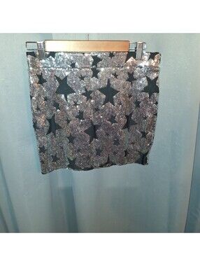 Forever 21 Black Sequin Star Pattern Mini Skirt